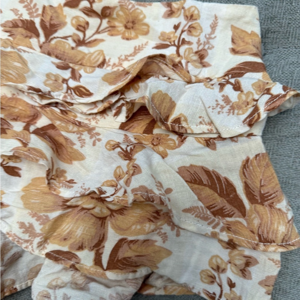 FREE PEOPLE Days Gone By Floral Smocked Shorts viscose cotton linen ruffle Small - Picture 8 of 12